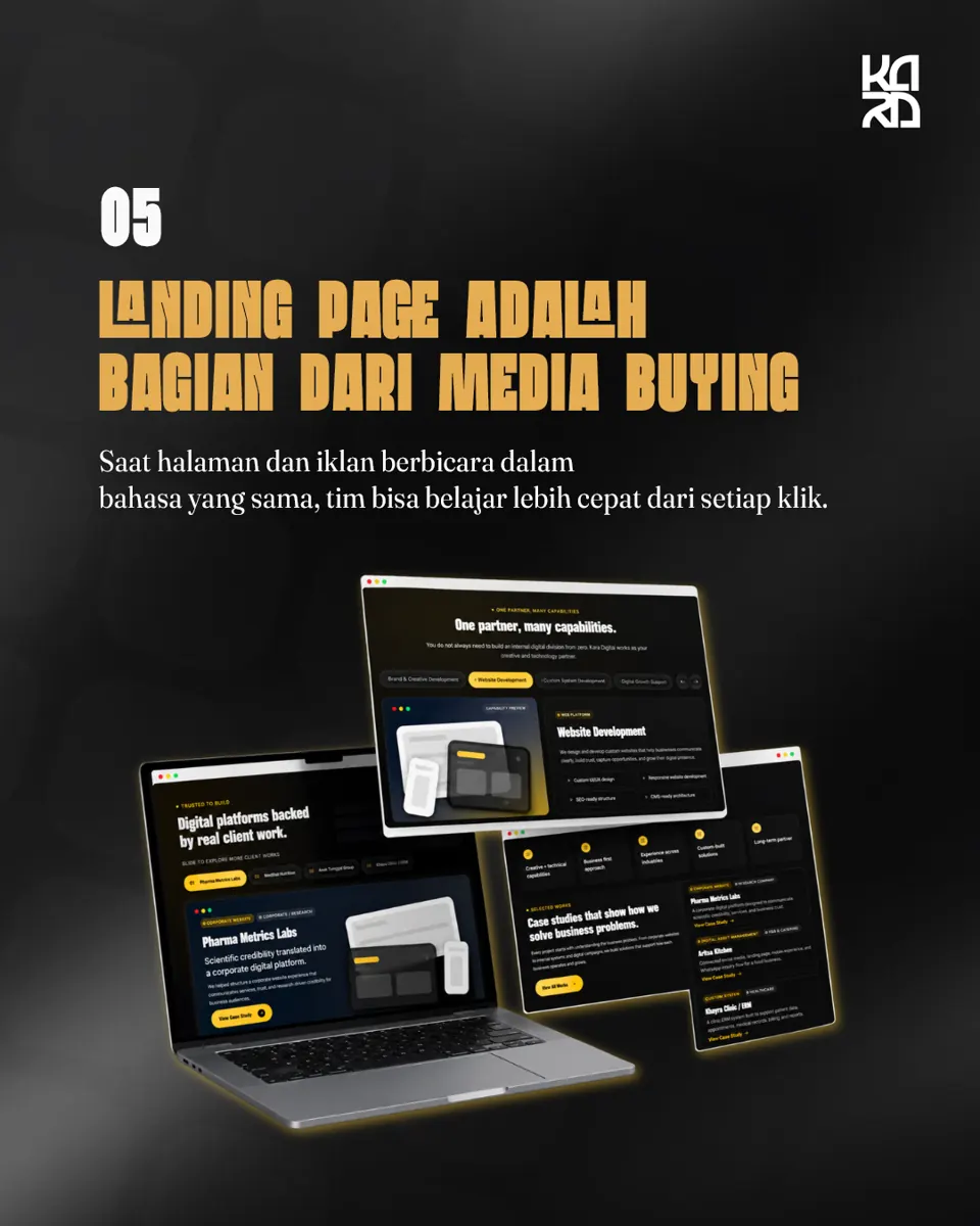 Kara Digital's own creative explaining landing pages in the advertising journey
