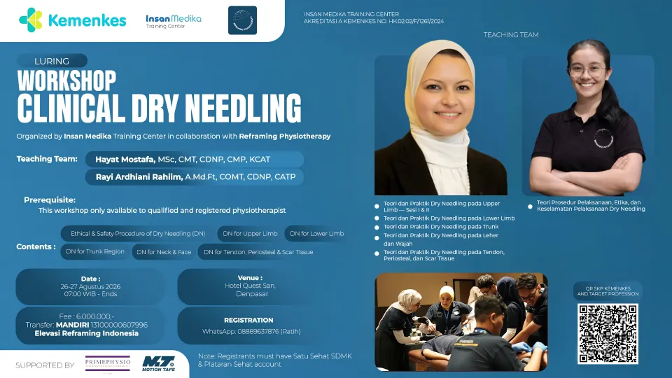 Landscape flyer for a clinical dry needling workshop in Bali
