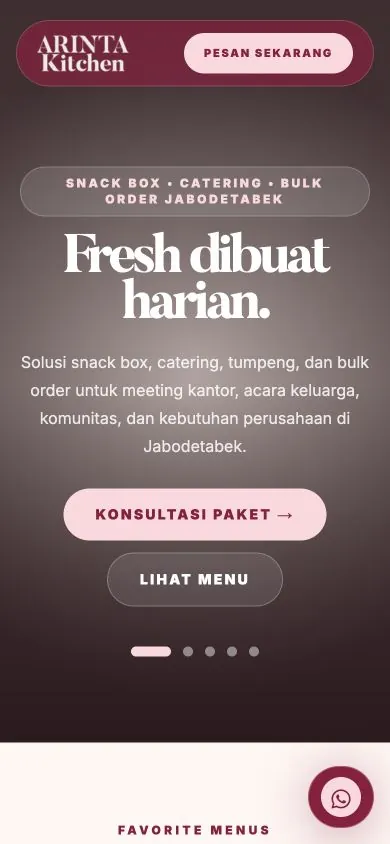 Arinta Kitchen mobile campaign hero