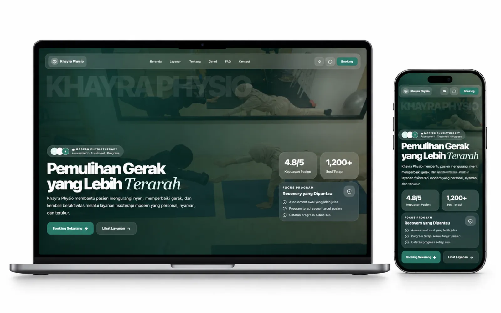 Khayra Physio desktop and mobile presentation