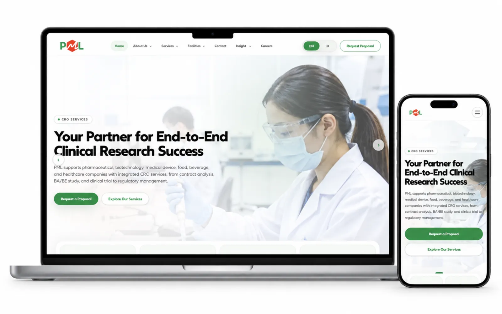 Pharma Metrics Labs desktop and mobile presentation
